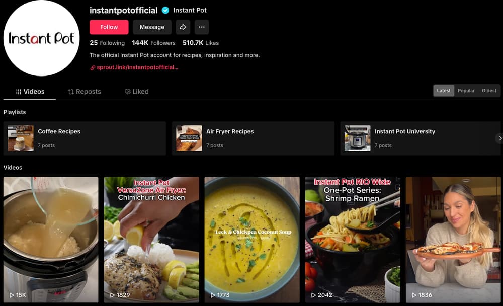 Screenshot of Instant Pot