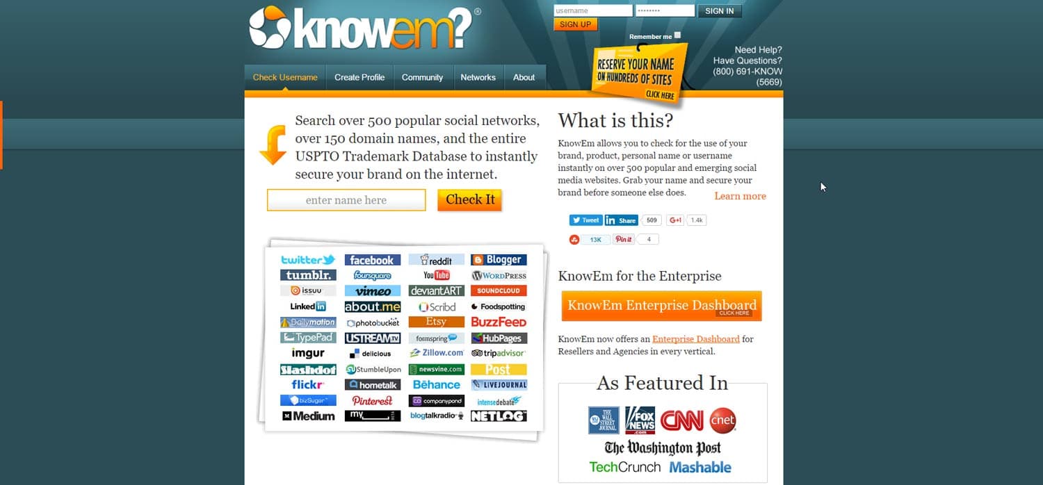 10 meilleurs outils de gestion de sa e-réputation -knowem website