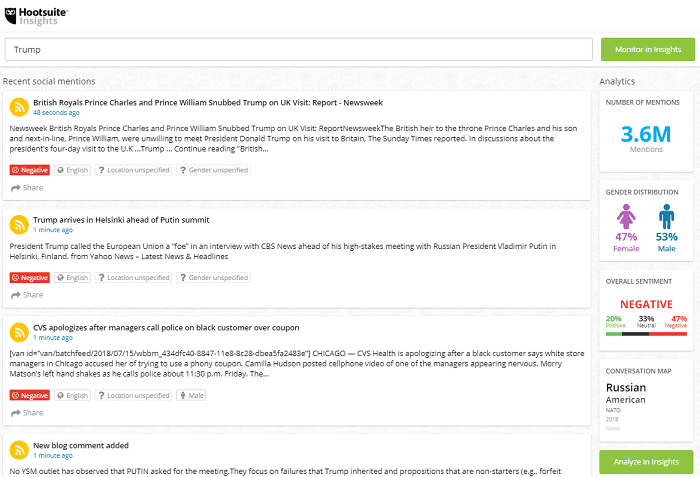 Sentiment analysis tools - Hootsuite Insights