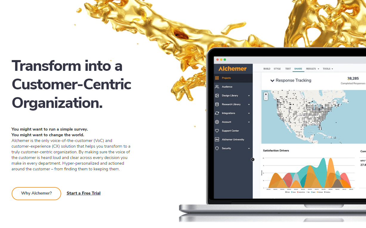 Screenshot der Alchemer Webseite, auf der man einen Laptop sieht