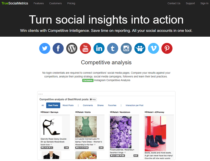 social media analytics tools - truesocialmetrics