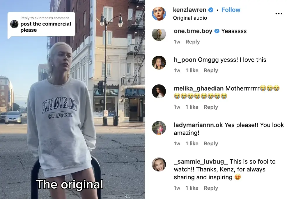 IG post from @kenzlawren of their original viral post before Estée Lauder picked up on it.