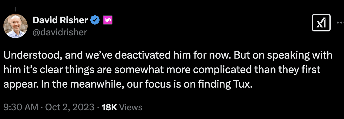 IG Post from David Risher: "Understood, and we