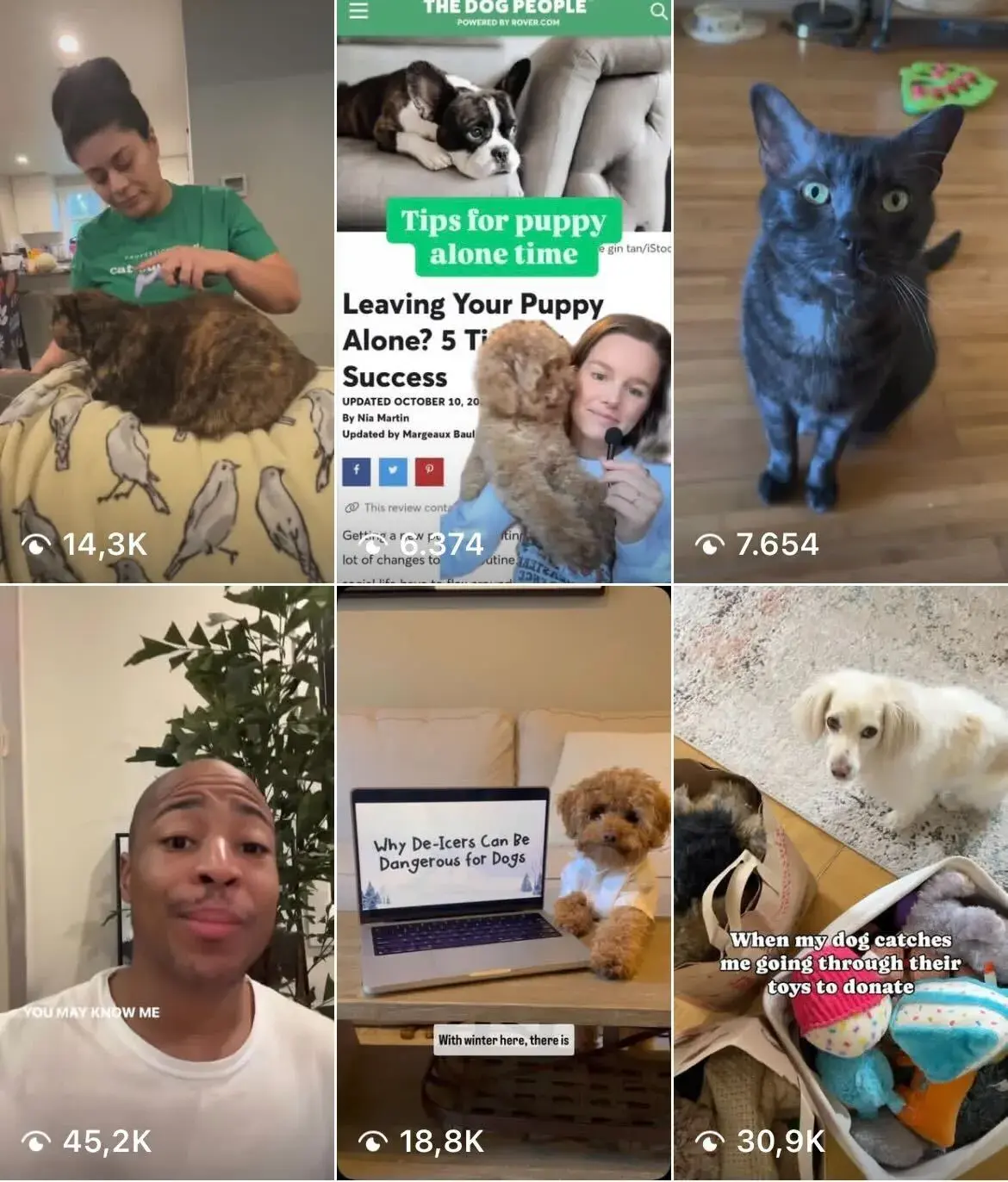 A grid of 9 random Instagram reel thumbnails