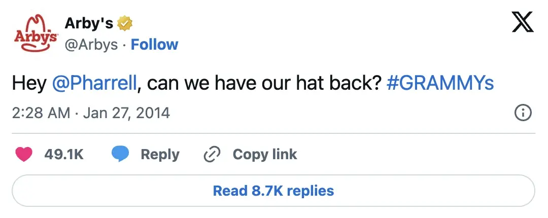 An X post from @Arby