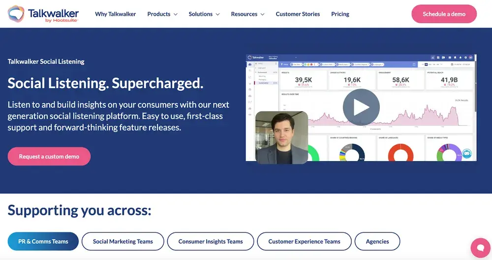 Talkwalker social listening home page