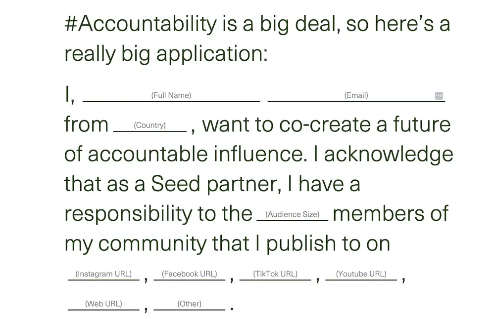 A pledge for #Accountability in order to be a Seed partner.